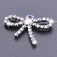 8pcs new charms rhinestone bow knot pendant accessory necklace earring keychain bulk diy craft jewelry making for gift friend