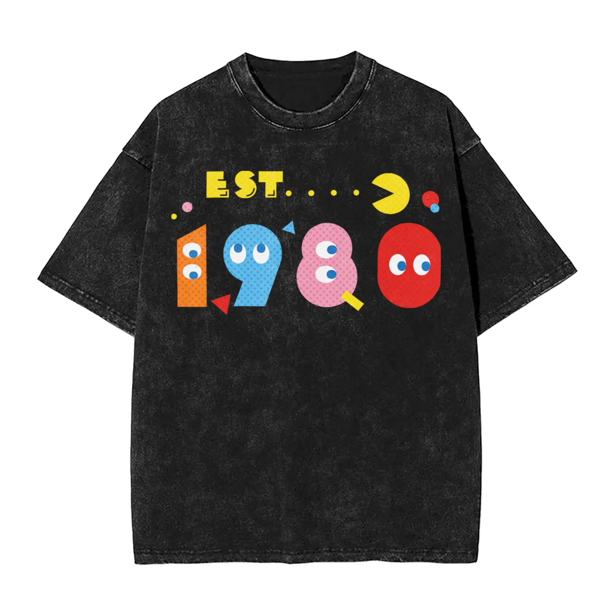 Фото Мужские футболки с принтом PAC Man Game Gamer, пляжные футболки с короткими рукавами, эстетичные футболки с круглым вырезом, дизайн в стиле Харадзюку, недорогие футболки №1