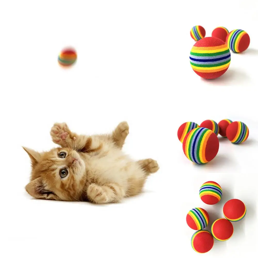 

Funny Pet Dog Puppy Cat Rainbow Striped Chewing Interactive Ball Teething Toy