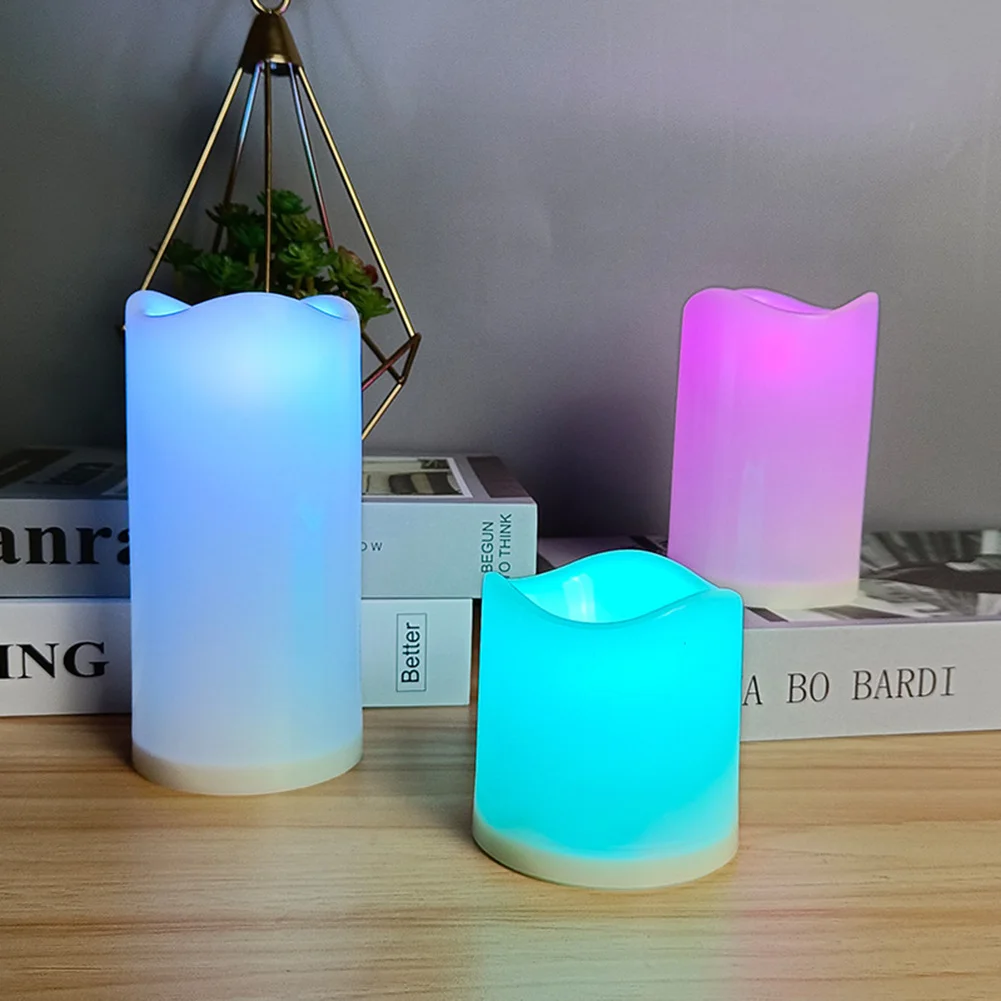 

3pcs LED Flickering Flame Candlesticks Battery Operated Candle Lamp Ornaments with Remote Control for Birthday Party Supplies