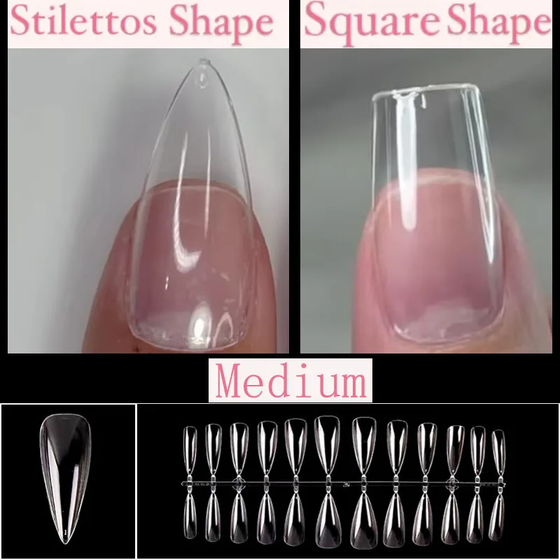 

120 Pcs Gel Tips Fake Nails Extension System Capsule Gel X False Nail Sculpted Stilettos Full Cover Press On Ballerina Nails