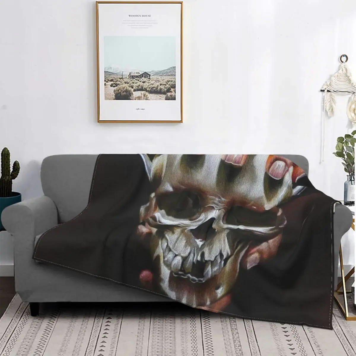 

Skull Skin-Friendly Coziness Lightweight Windproof Bed Throw Create A Cozy Environment Home Decor Blanket Anti-pilling
