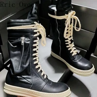 autumn and winter new ro pink leather mid well boots large pocket mens tooling boots wallet shoes womens short boots