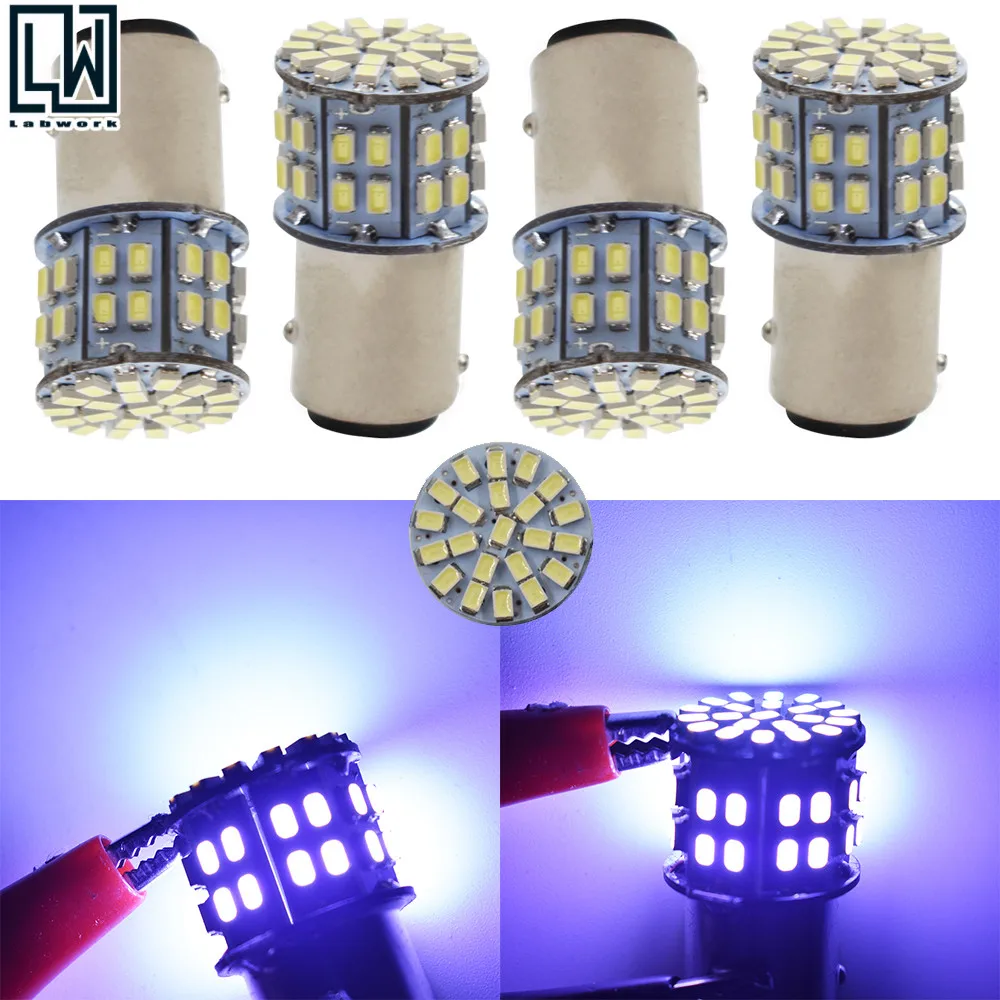 

4x6000K Белый 1157 BAY15D 50-smd светодиодный стоп-светильник, лампы 7528 12В