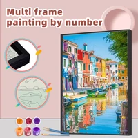 ruopoty diy painting by numbers with multi aluminium frame kits 60x75cm landscape coloring by numbers for home decors