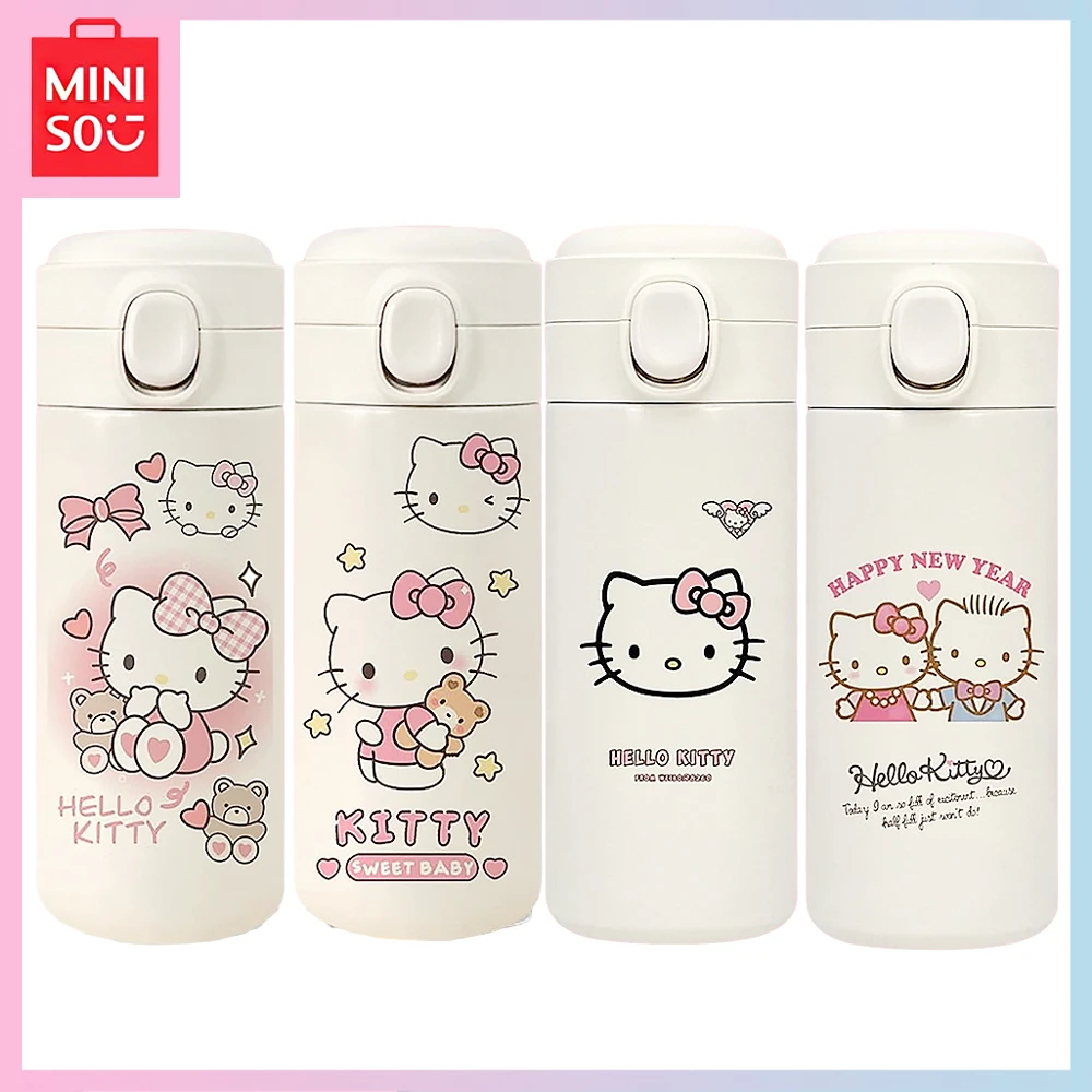 

Miniso Hellokitty Kawaii Cartoon Childrens Womens Bouncy Lid Stainless Steel Portable 320ML Thermos Cup Girls Birthday Gift