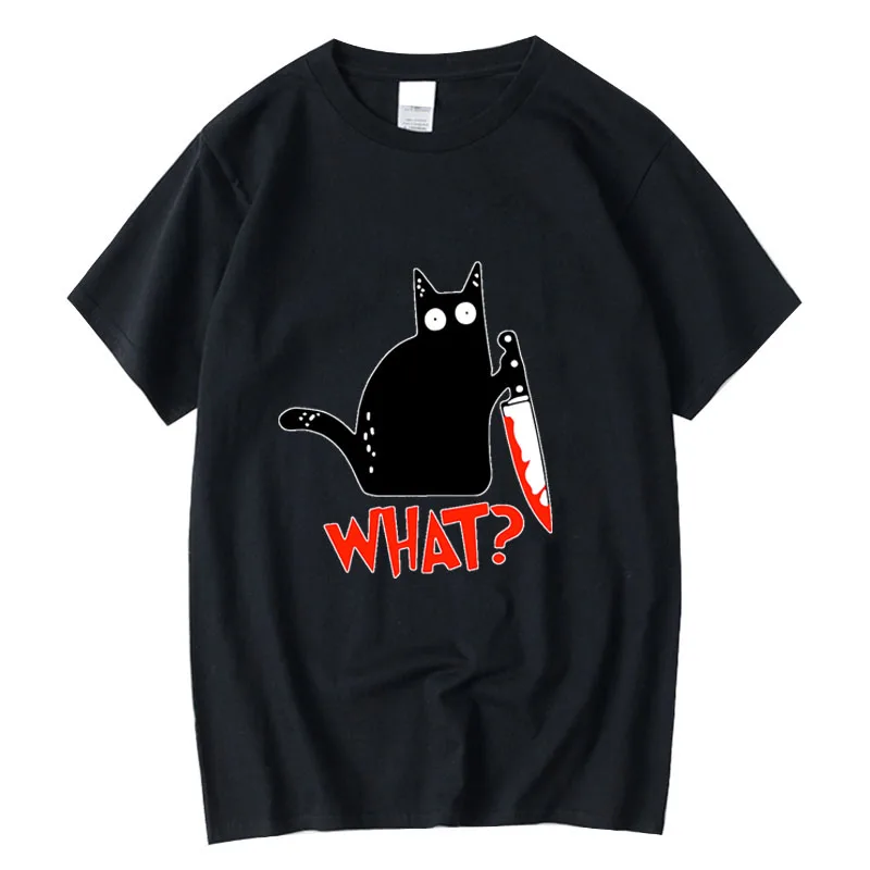 

Men's T-shirt High Quality 100% cotton cool knife cat print summer loose short sleeve o-neck cool t shirts male t-shirt for men