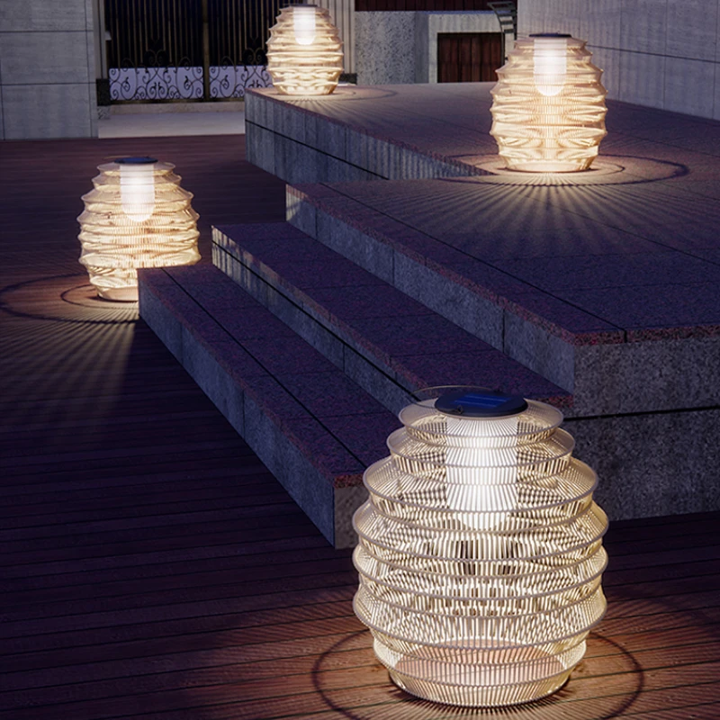 

Уличные садовые лампы на солнечной батарее, ротанговый напольный светильник, тоут, водонепроницаемые фонари для газона, освещение для вилл...