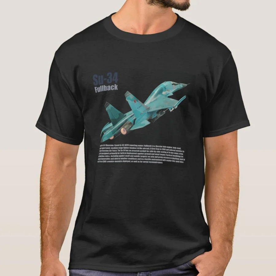 

Russian Air Force Su-34 "Fullback"Fighter Bomber T-Shirt. Premium Cotton Short Sleeve O-Neck Mens T Shirt New S-3XL