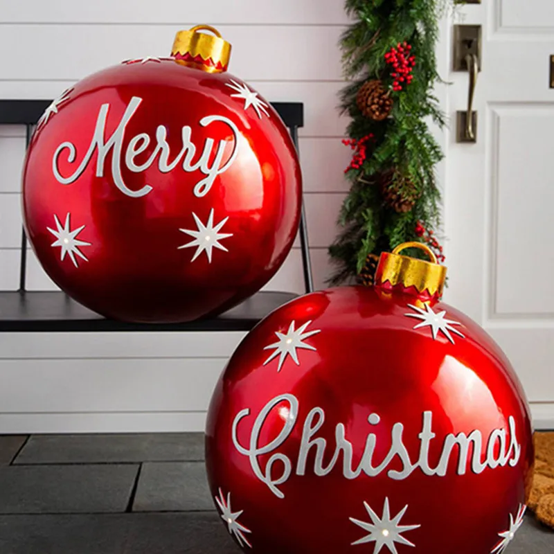 

60CM Outdoor Christmas Inflatable Decorated Ball PVC Giant Merry Christmas Balls Christmas Tree Decor Christmas Decoration 2023