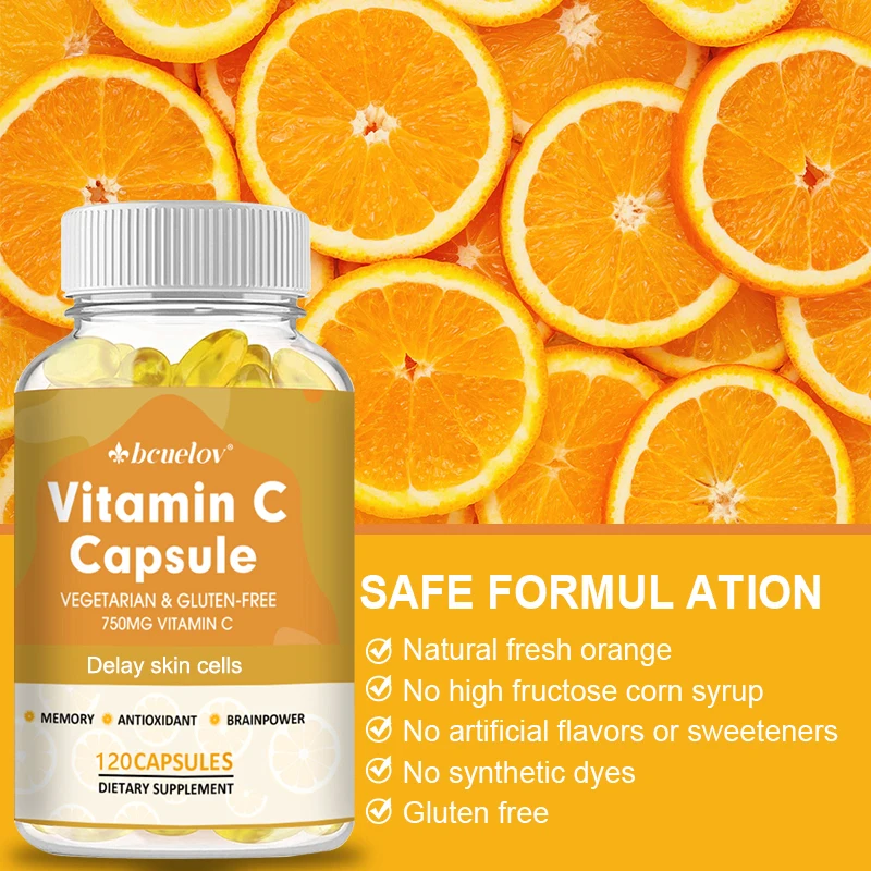 

Bcuelov Organic Vitamin C Capsule Supplement Antioxidant Immune Support Fades Spots Hyperpigmentation Anti Wrinkles Whitens Skin