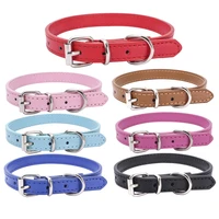 dog collar pu leather dog chain adjustable pet collars alloy buckle dogs collar comfortable solid kitten collars pet accessories