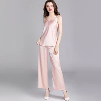silk sleepwear set pink women pajamas sets sling nightdress sexy nightwear pajamas for women home clothes women lingerie nightie