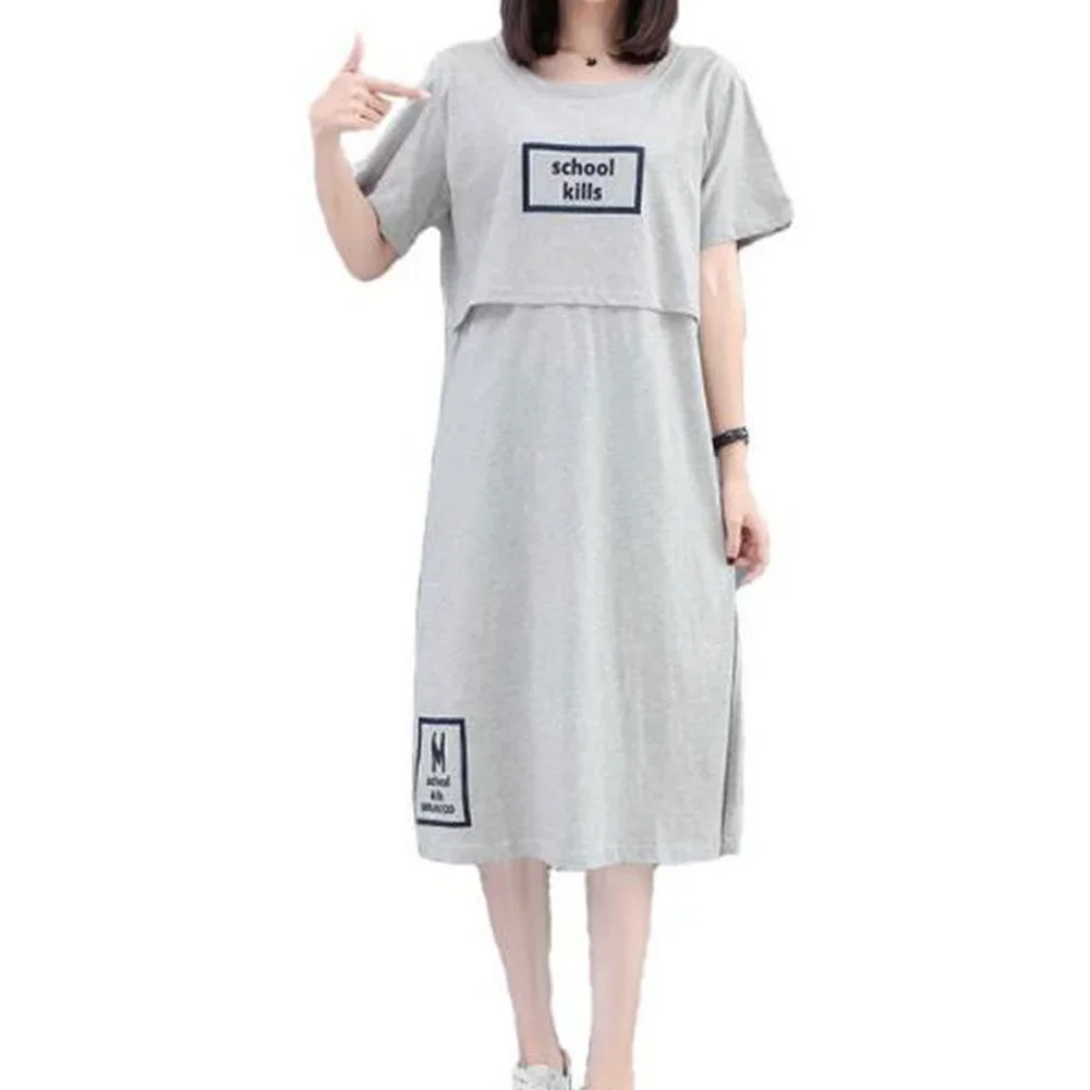 Летние полосатые платья для беременных пижамы многофункциональное платье и