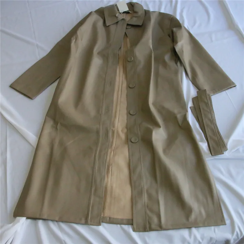 2023 Autumn and Spring Fashion Cool PU Leather Mid-length Jacket Women's New Loose Belt PU Leather Slim Fit Windbreaker