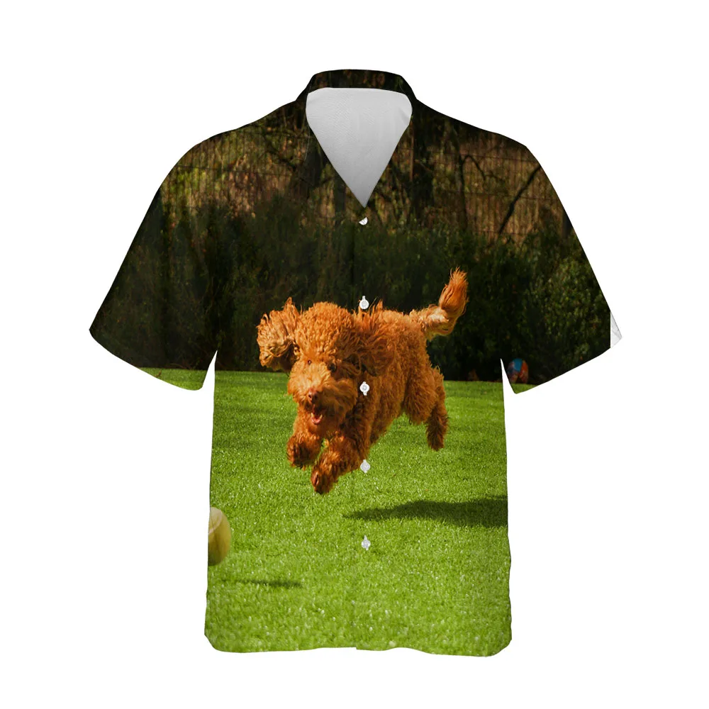 Jumeast Hawaiian 3D Men's Summer Beach Short Sleeve Shirts Streetwear Puppy Collection Trend Shirty Comfortable Clothing Tops