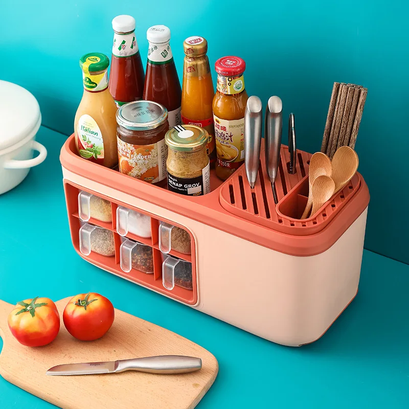 

Kitchen Seasoning Holder Rack Storage Rack Chopsticks Seasoning Bottle Knife Rack Plastic Spice Rack Seasoning Box Seasoning Jar