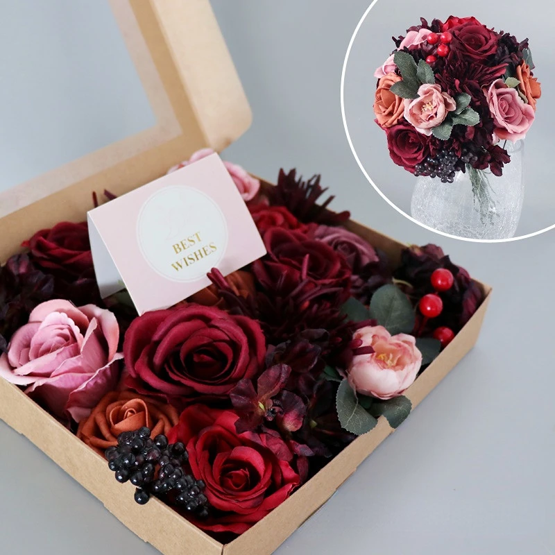 

Романтическая красивая Роза, цветок, Подарочная коробка, искусственные украшения, свадебный фестиваль, сцена, раскладка подарков, коробка, ...