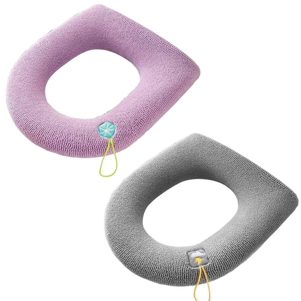 

2pcs Soft Plush Toilet Pad 2pcs Soft Bathroom Home Mat Comfortable Pad Plush Toilet Pad Warmer Cushion Stretchable