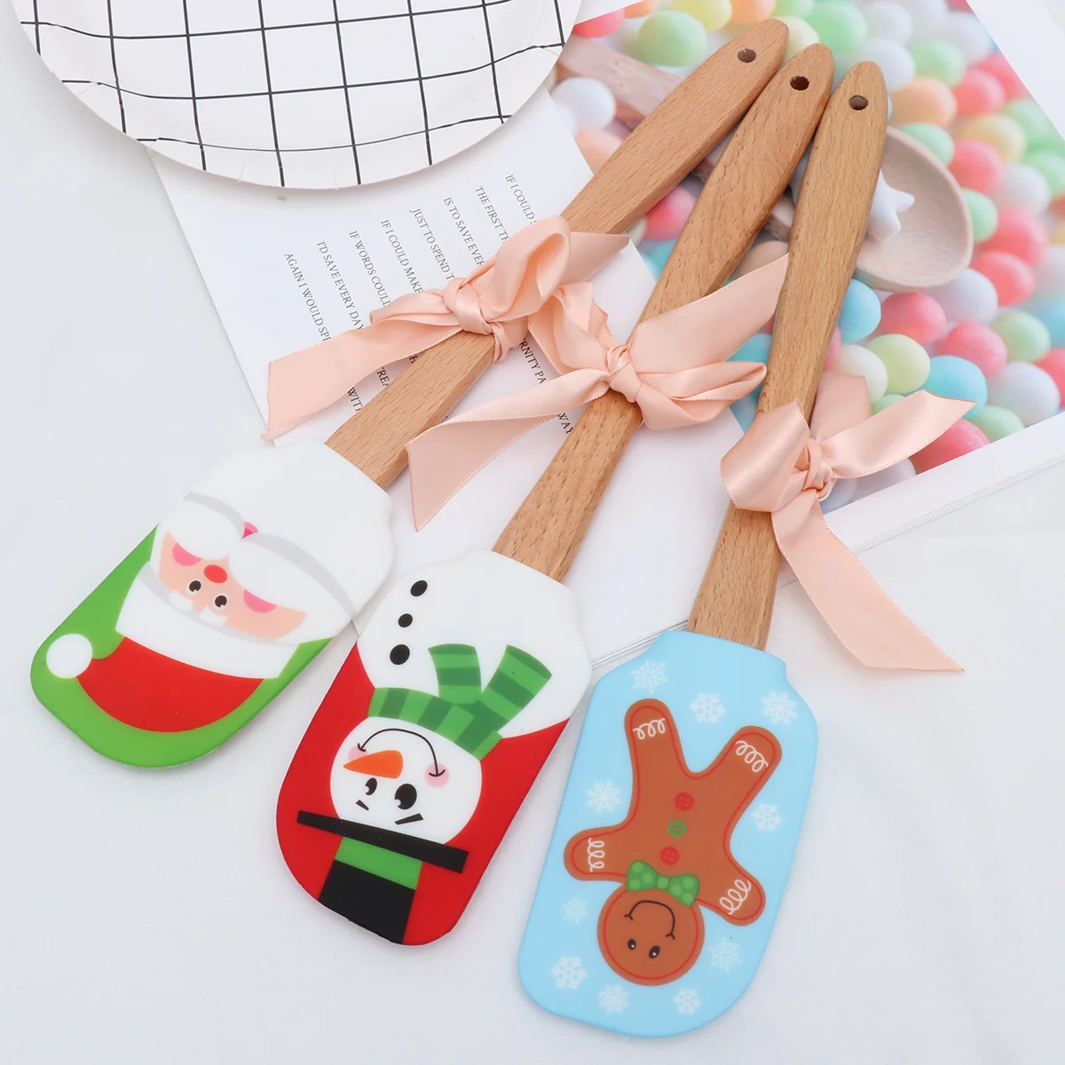 

Scraper Christmas Spatula Silicone Cake Kitchen Spatulas Toolbutter Pastry Bakery Stick Non Spade Restaurant Utensil Baking