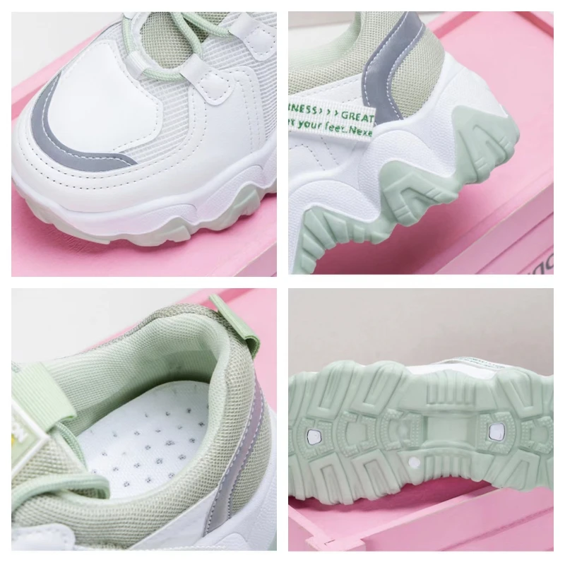 Women Tennis Shoes Spring and Autumn Ladies Thick Sole Lace Up Sneakers Campus Girls Casual Non-slip Wear-Resistant Running Shoe