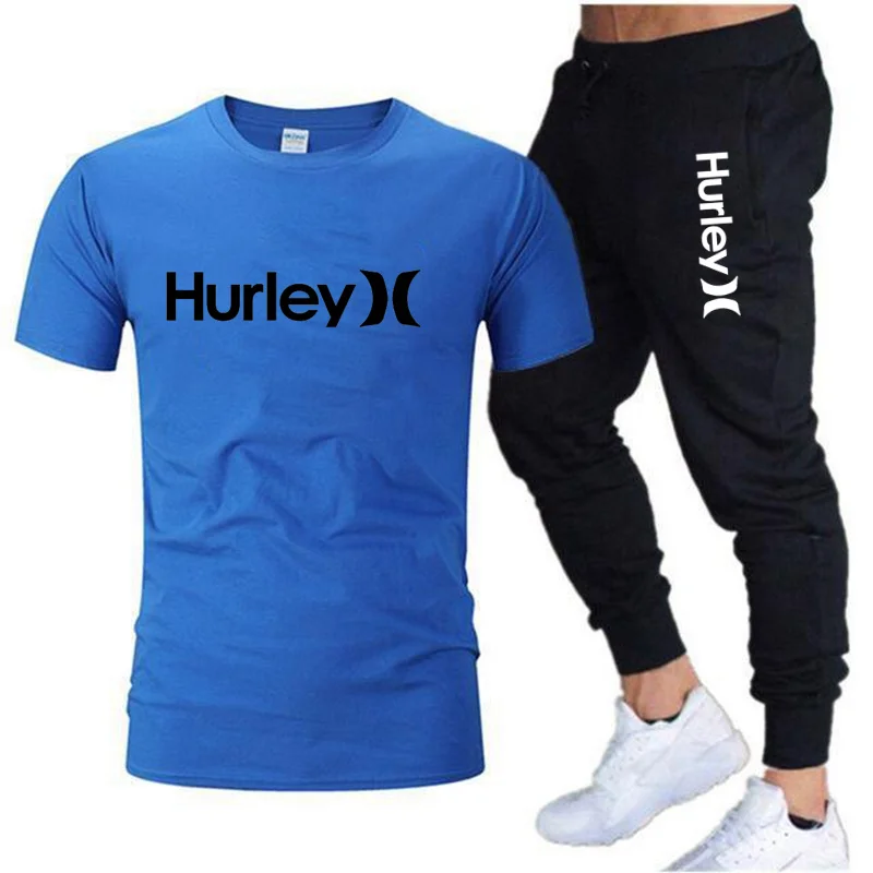 New men's Hurley casual sportswear summer sportswear two-piece T-shirt sportswear men's sweater sportswear T-shirt