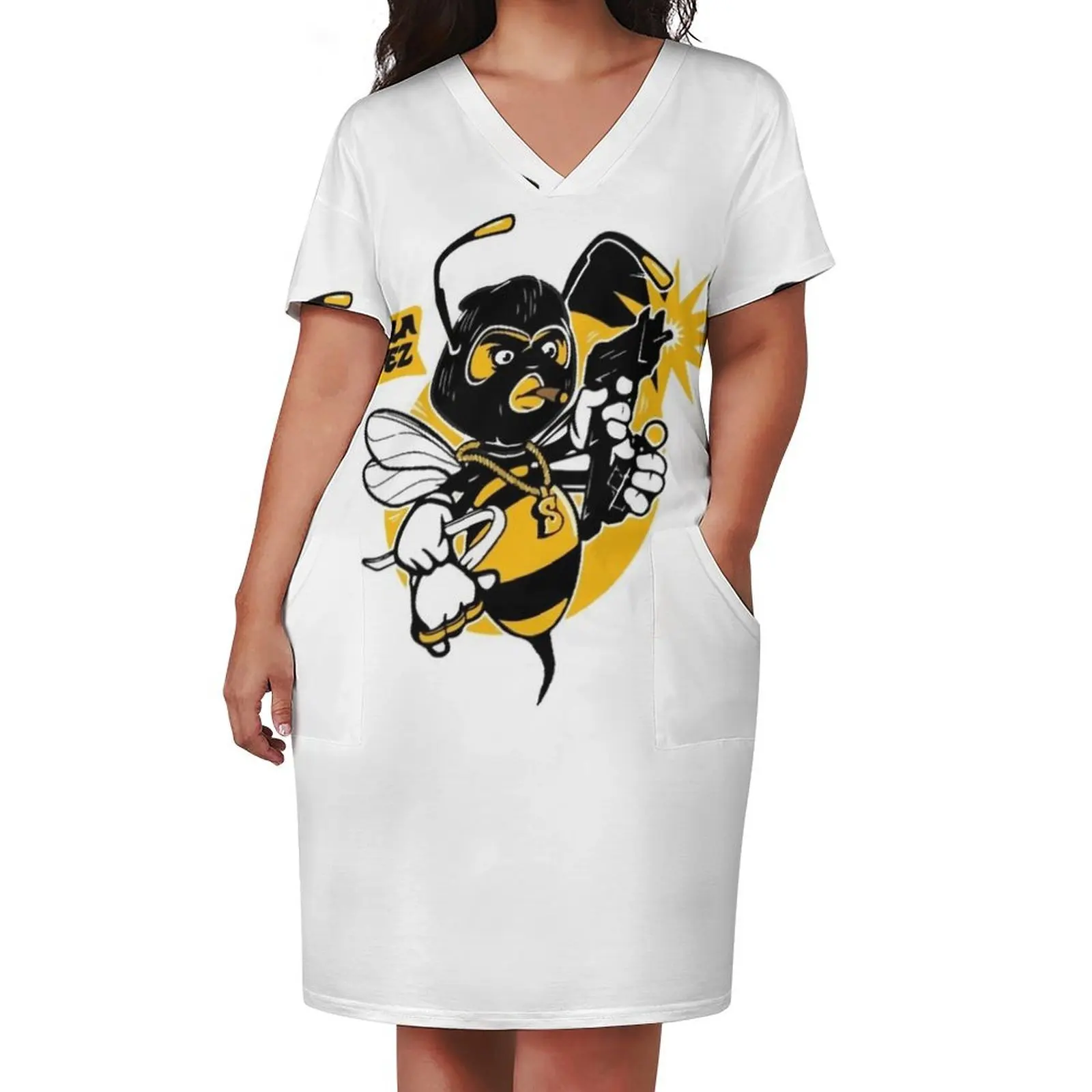 Свободное платье с карманами Killer Beez летнее женские летние платья 2025 года