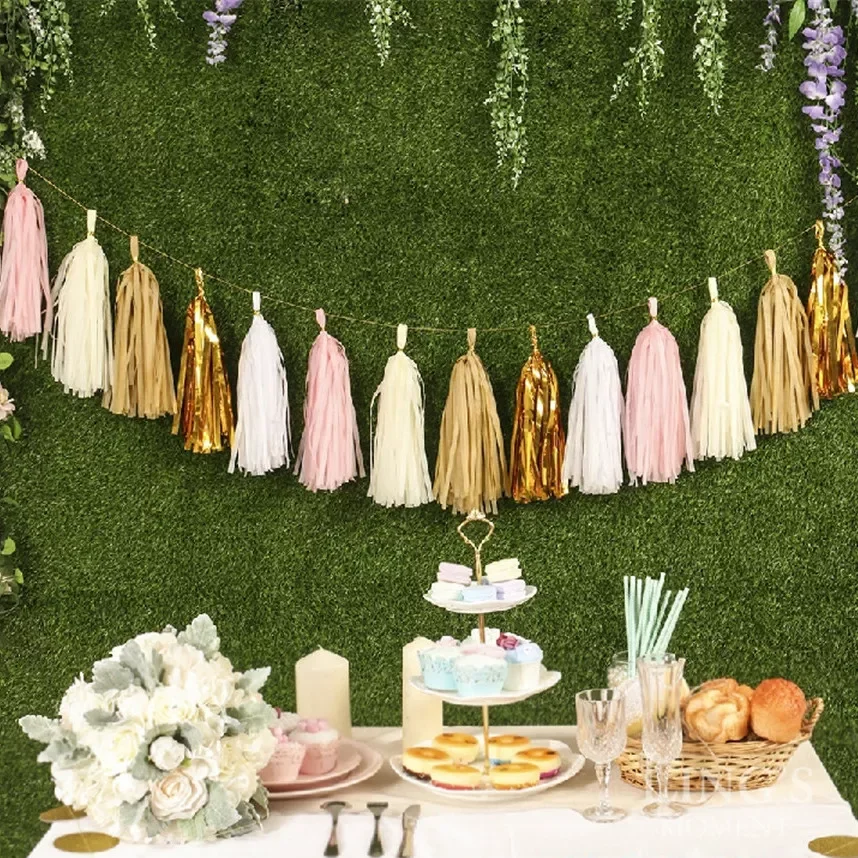 

5pcs Wedding Decoration Rose Gold Tissue Paper Tassels Garland Bachelorette Birthday Party Baby Shower Anniversary Decor