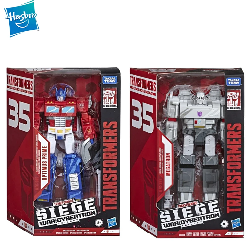 

Genuine Hasbro 35Th Anniversary Transformers Siege Two-Dimensional Optimus Prime Megatron Toy Model Collection Gift