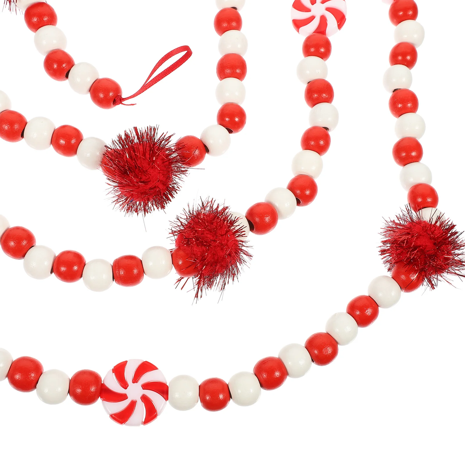 

Garland Christmas Candy Hanging Xmas Tree Ornament Party Beads Peppermint Bead String Beaded Decor Favors Wood Pendant