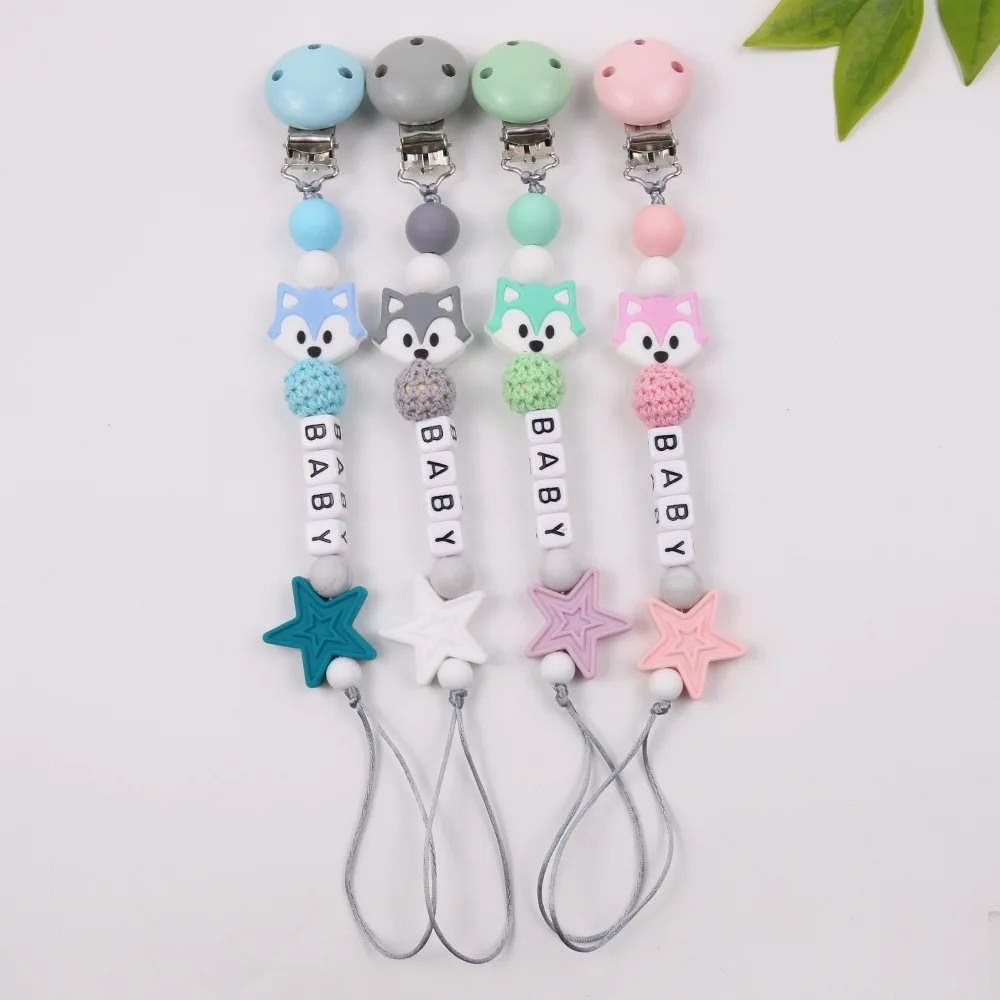 

Baby Teethering Bracelet Food Grade Silicone Chew Nurse Gift Toy Fox Teething Necklace Nipple