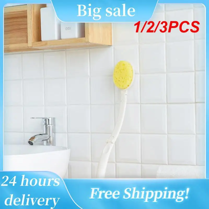 

1/2/3PCS Cleaning Brush 3-in-1 Long Handle Exfoliation Mud Rubbing Deep Cleaning Shower Product Sponge Head Brush Adults