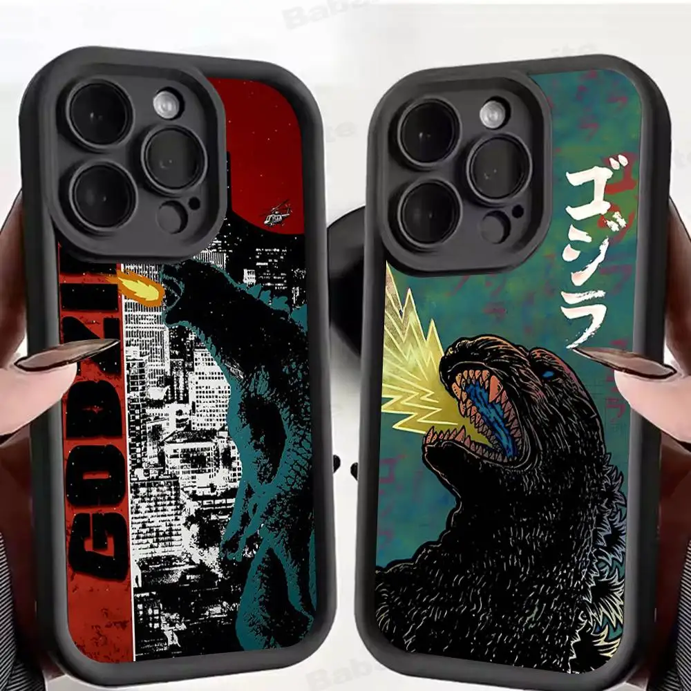 Фото Силиконовый мягкий чехол для телефона Monster G-GodzillaEs-s для iPhone 17 16 15 14 Plus 13 12 Mini 11, черный. №1