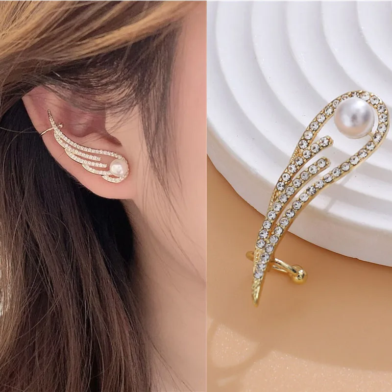 

Popular Shiny Zircon Leaf Women Earcuff Without Piercing Earrings Ear Clip Earrings Adjustable Ears Cuff Earring Jewelry Gift