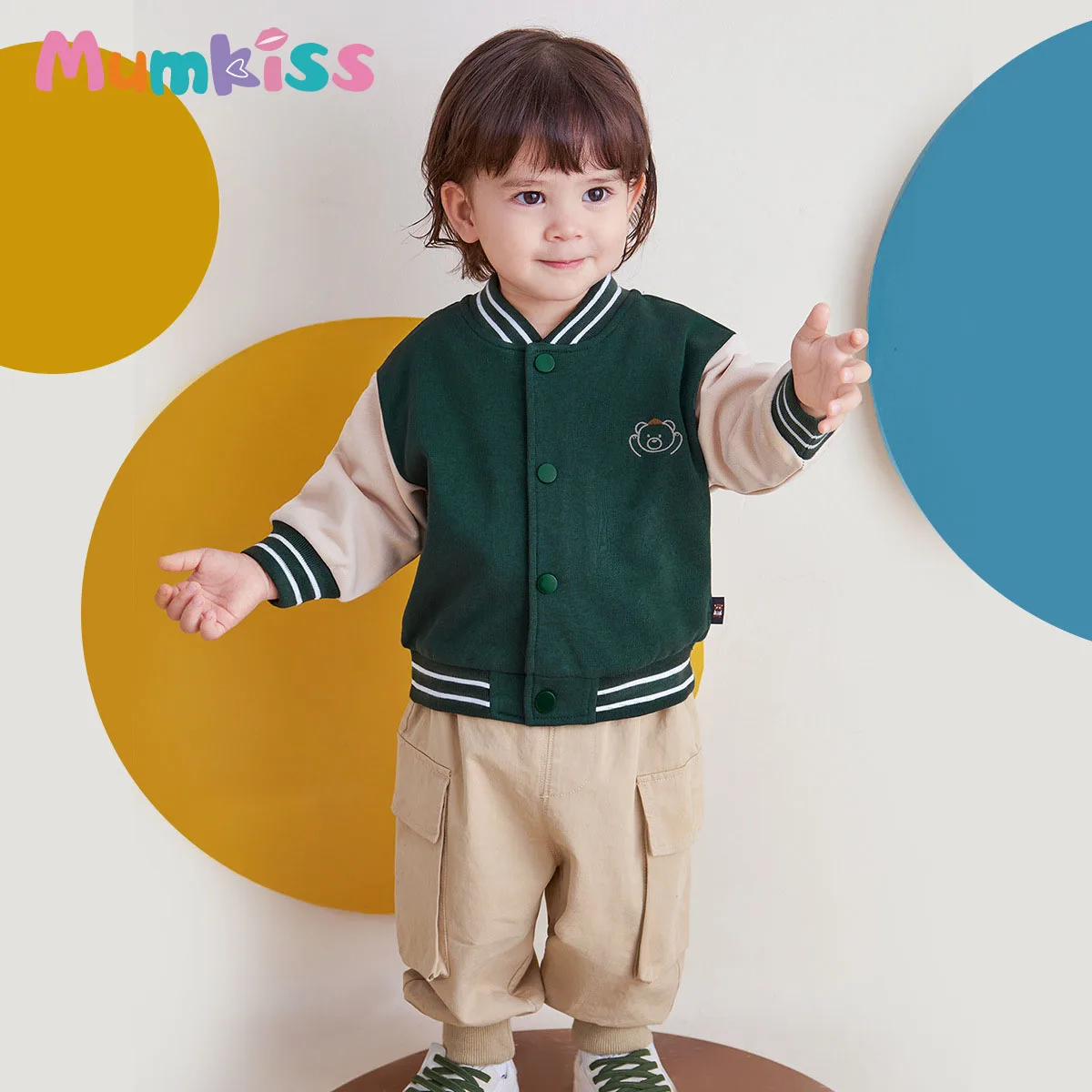 

Mumkiss Baby Baseball Uniform with Cute Cartoon Pattern Children Top Spring And Autumn New Simple Casual Kids Clothes