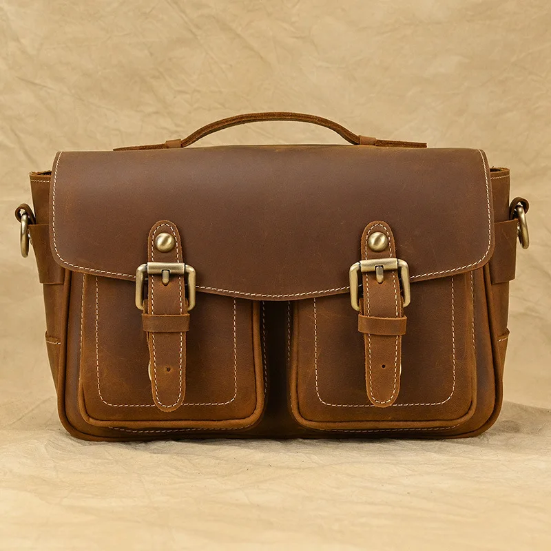 Новинка 100% кожаная сумка для камеры сумка-мессенджер наружной Водонепроницаемая