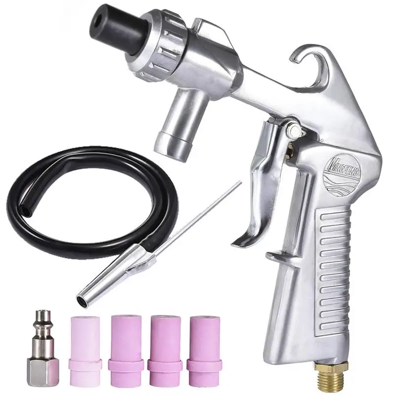 Abrasive Air Sand Blasting Guns Kit 1 Ceramic Nozzle 1 Steel Nozzle 1 Sand Suction Pipe Industrial Sandblaster Guns Power Tools