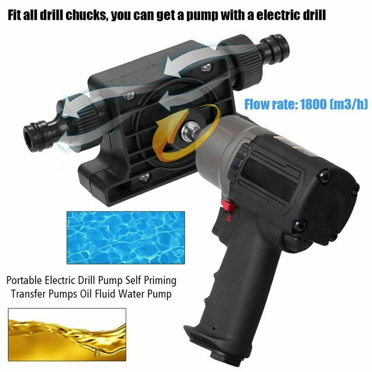 

Electric Drill Pump Portable Mini Hand Self-priming Liquid Transfer Pumps Diesel Oil Fluid Water Pump Home Garden Outdoor Tool