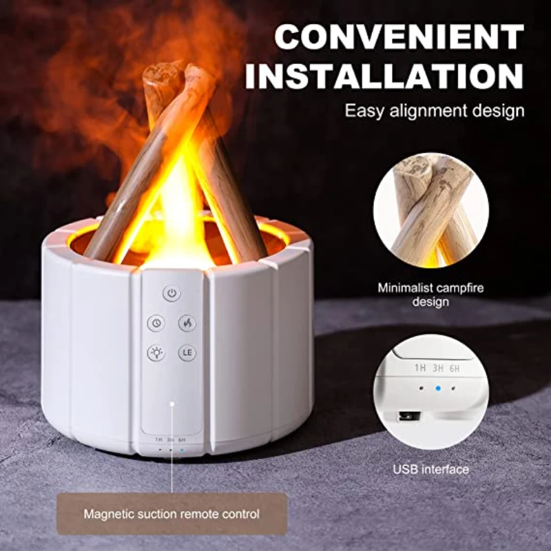 Usb Home Office Aroma Diffuser Essential Oil Aromatherapy Flame Humidifier Large Capacity