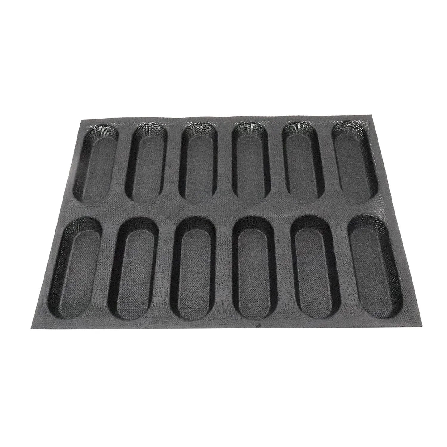 

12 Holes Silicone Baguette Pan-Non-Stick Perforated French Bread Pan Forms Hot Dog Molds Baking Liners Mat Bread Mould