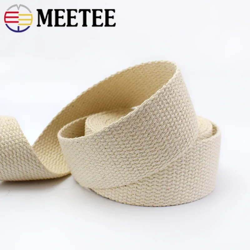 

10meters Meetee 20/25/30/38/50mm Cotton Tape Webbing Canvas Thick Ribbon for Bag Strap Belt DIY Sewing Clothing Decoration Craft