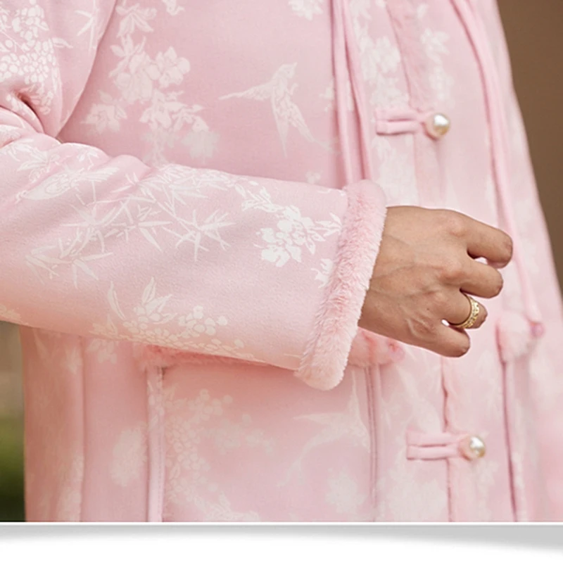 Новая хлопковая куртка с принтом в китайском стиле женская толстая теплая модная