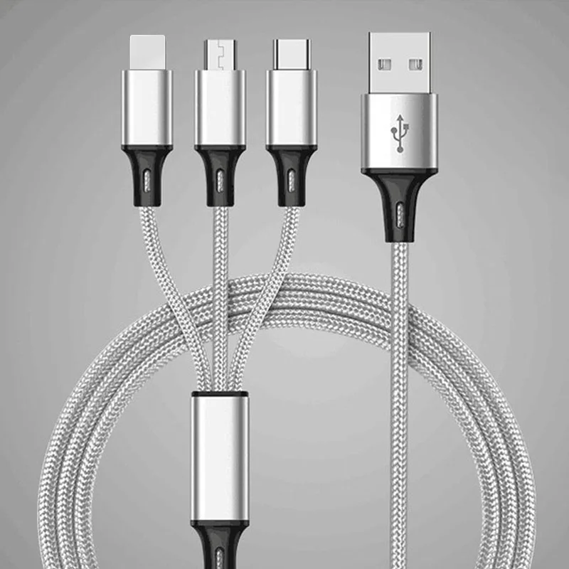 3 In 1 Micro USB Type C Charger Cable Multi Usb Port Multiple Charging Cord Usbc Mobile Phone Wire For Samsung S10 HOT SALE | Мобильные