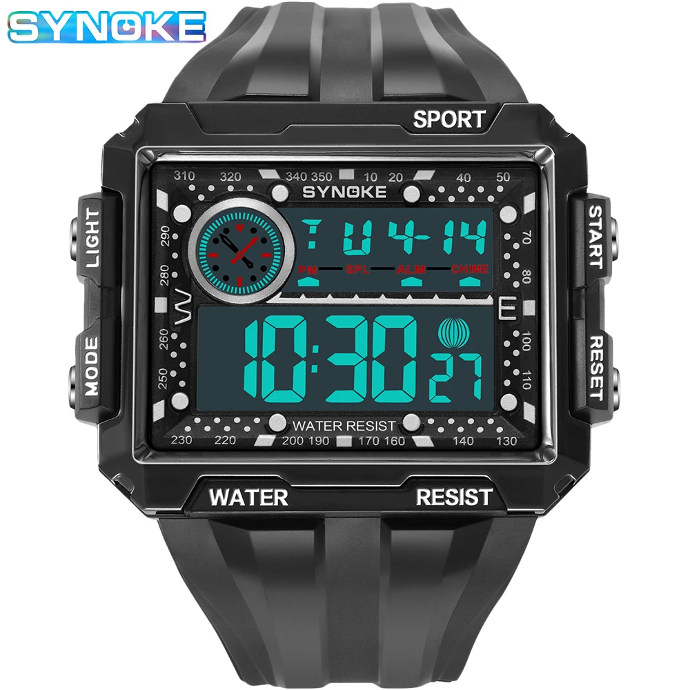 

SYNOKE Men Digital Watches Army Military Watch Electronic Sports Mens Wristwatches 50M Waterproof
