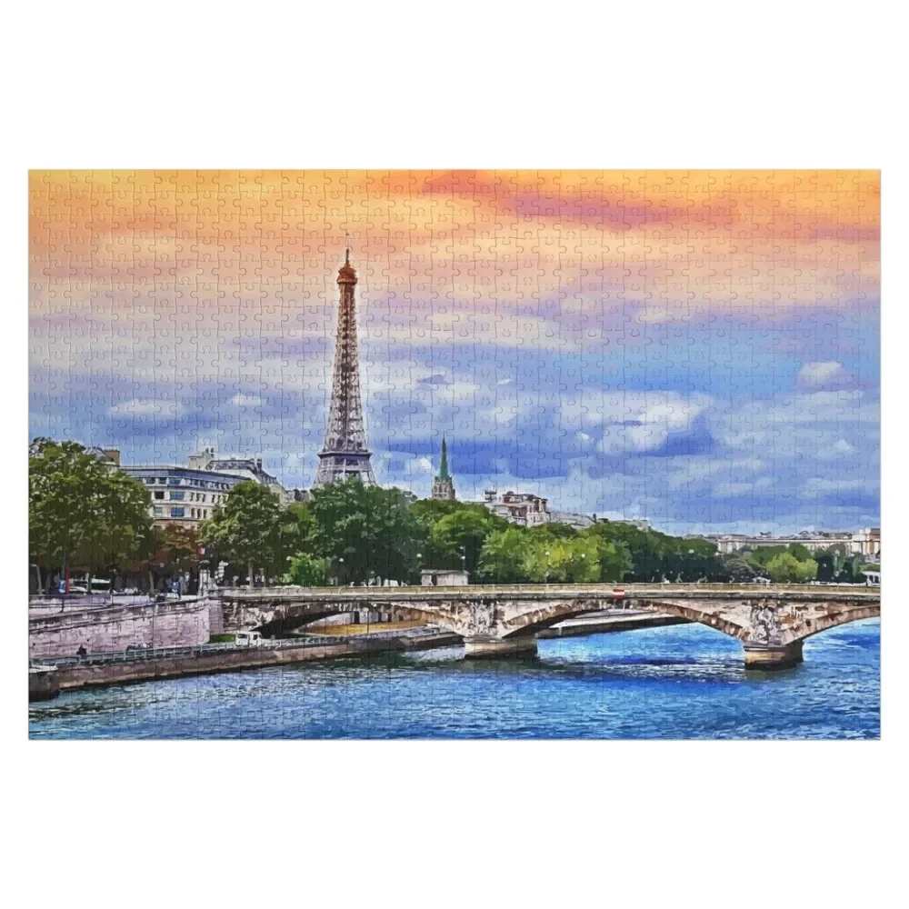 Париж - на Seine Jigsaw Puzzle Персонализированное имя Деревянное Персонализированный