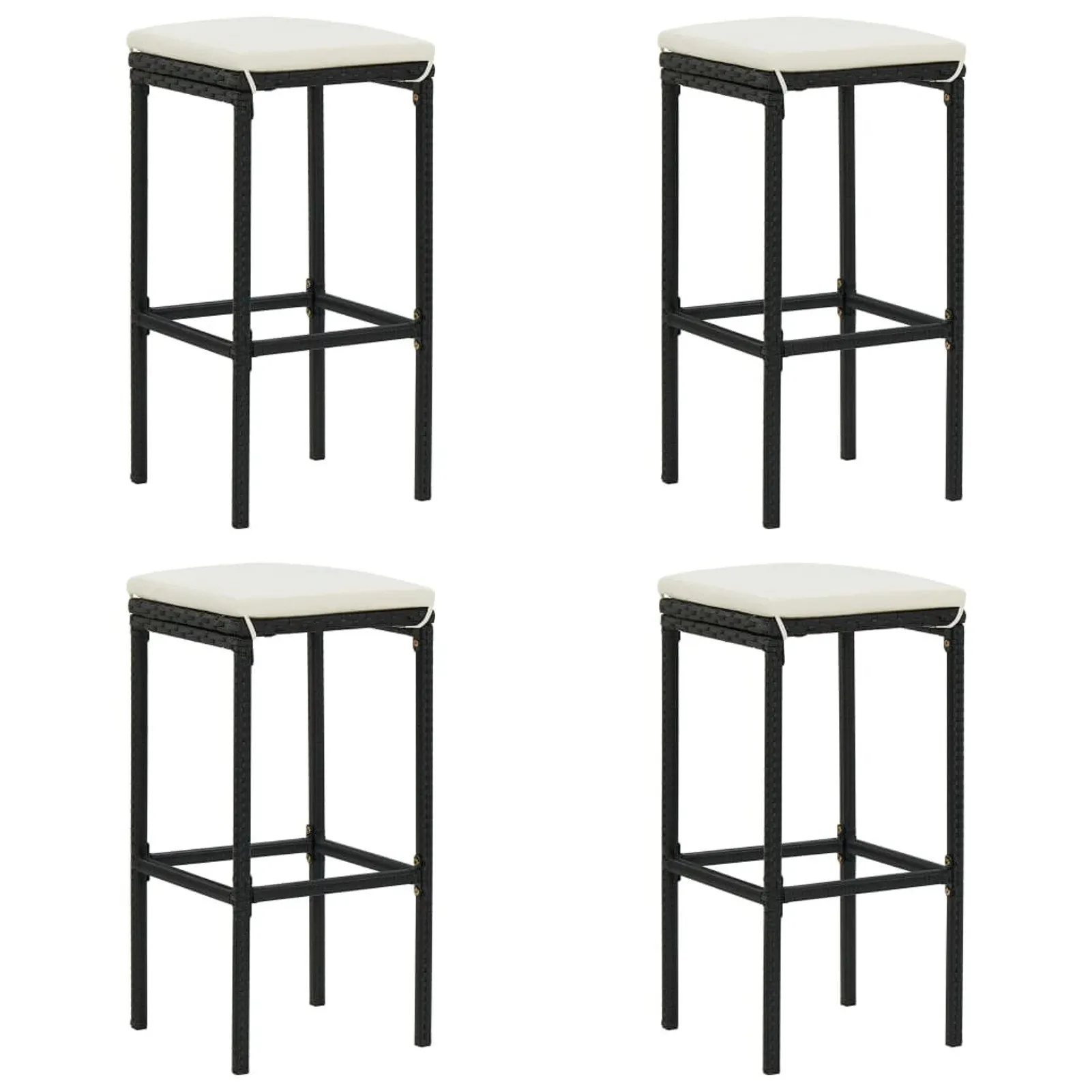 

Bar Stools with Cushions 4 pcs Black Poly Rattan