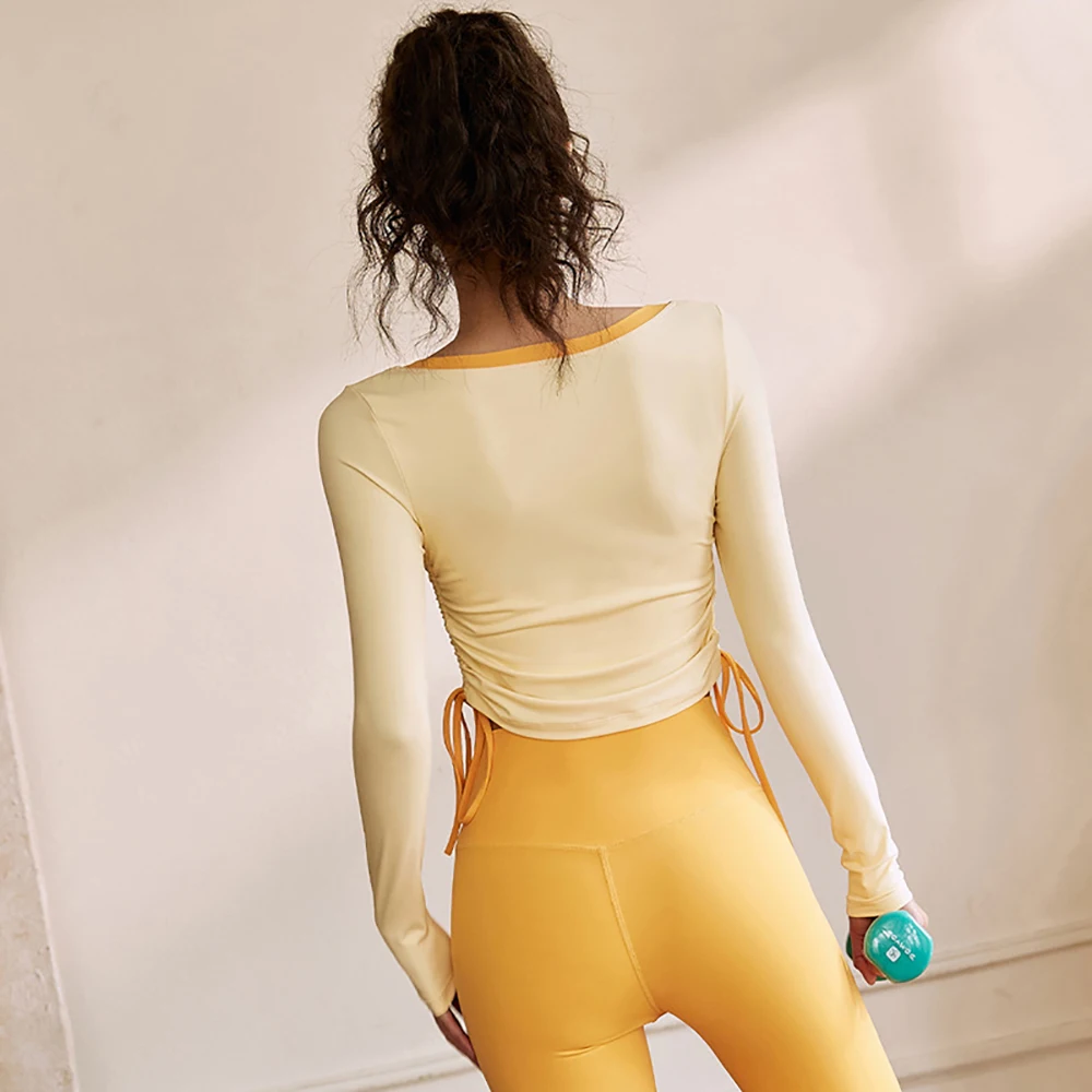 Long-sleeved Women Yoga Tops Breathable Quick-drying Anti-Shrink Fitness Slim Shirts 2023 Spring & Summer Tight Sports Clothes