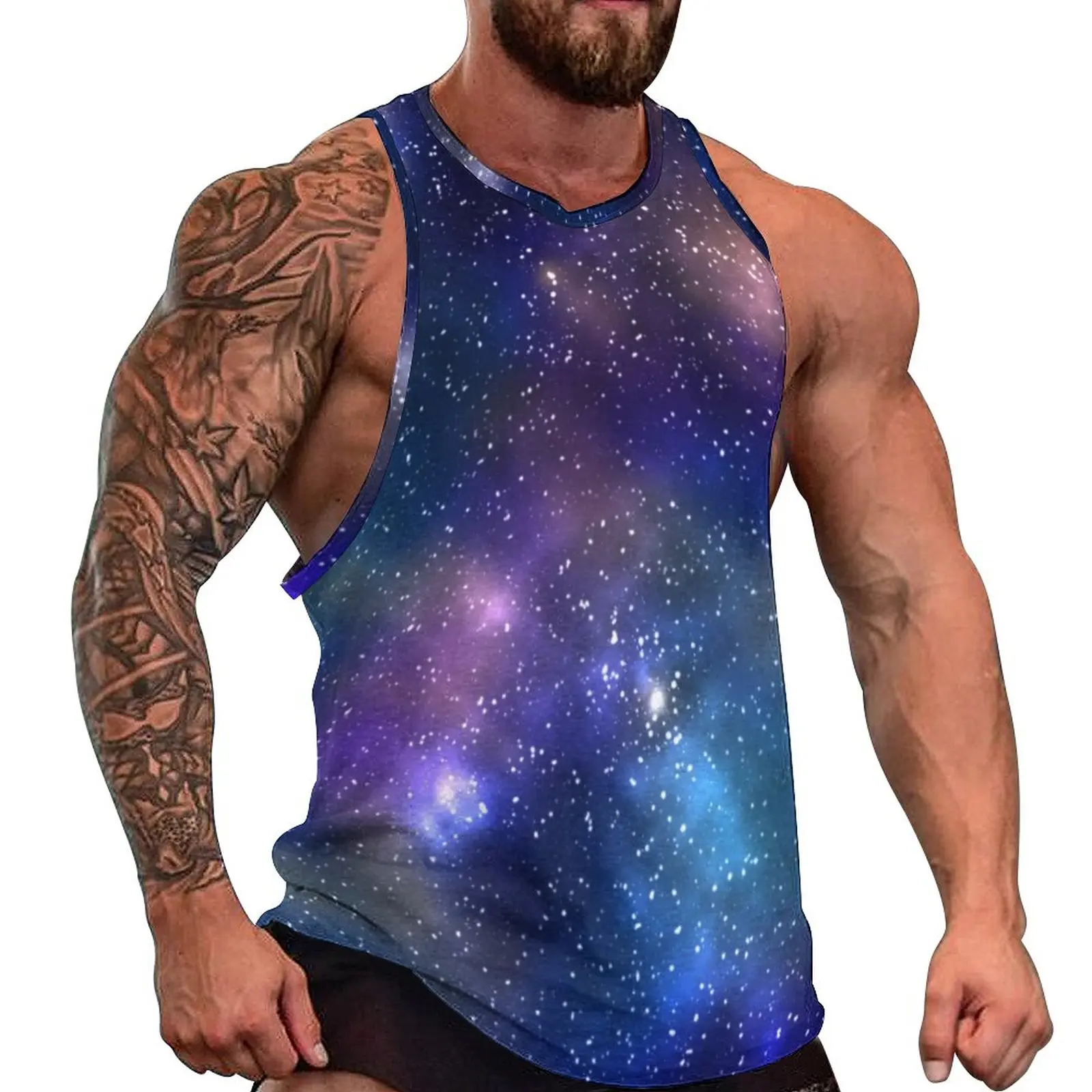 

Майка мужская с принтом звездного неба, спортивная одежда с Луной, топ для повседневного бодибилдинга, дизайнерская рубашка без рукавов, бо...