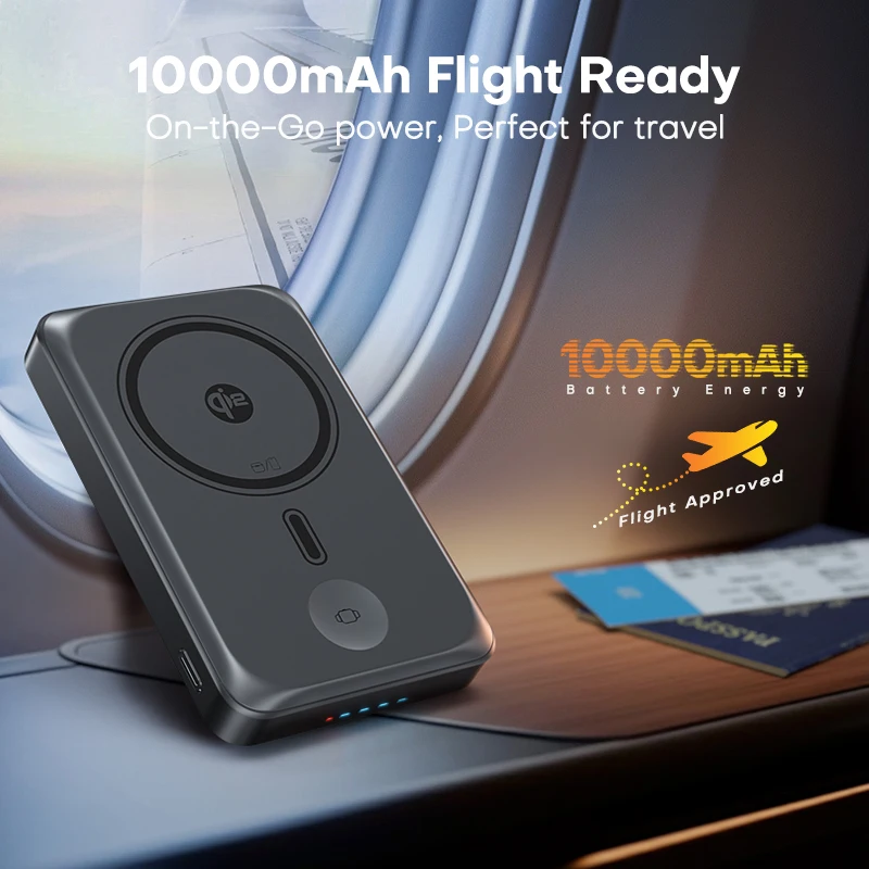 Магнитный повербанк QOOVI Qi2 35W 10000 мАч, портативное зарядное устройство для MagSafe, быстрая беспроводная зарядка 15W для iPhone 17, 16, 15, iWatch (art.: 3920d960231c3) - 3920d960231c3