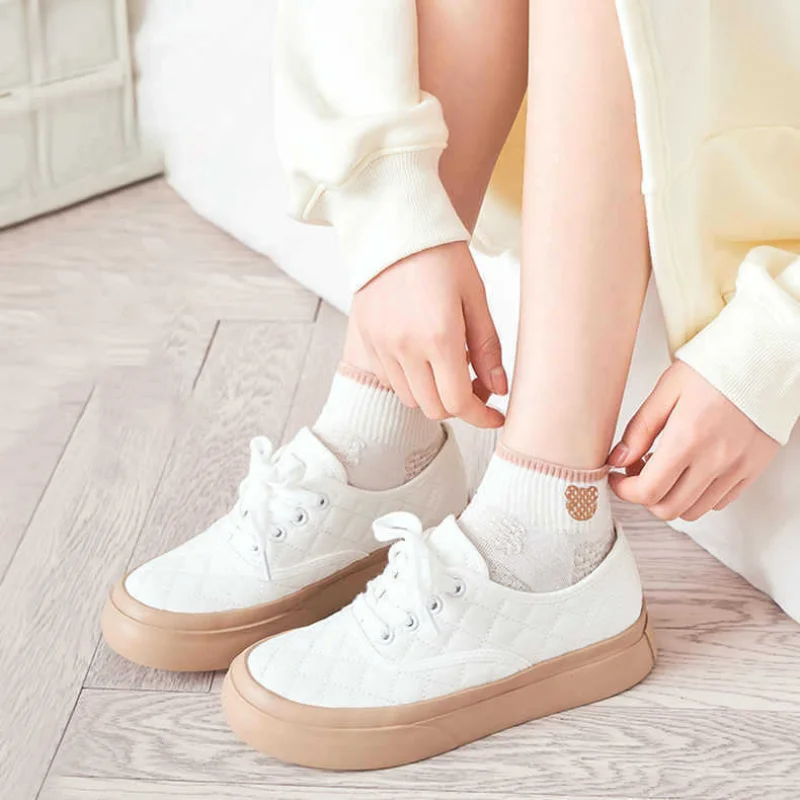 5Pairs Cute Summer Women Short Socks Boat Low Cut Chaussette Femme Cartoon Ankle Korean Cartoon Sock Soft Female Mesh Breathable